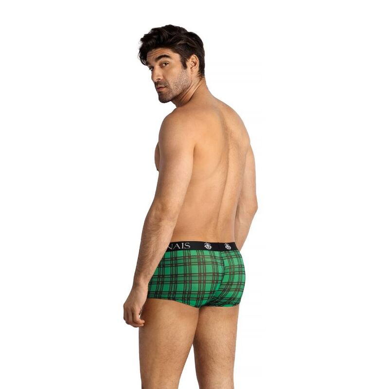 Homme de trois quarts dos en boxer Magic taille XL d'Anais Men, jambes bordées de noir