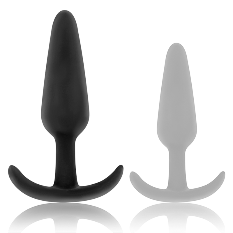 Plug Anal Silicone Hansel Petite Poignée Base Évasée - Black&Silver