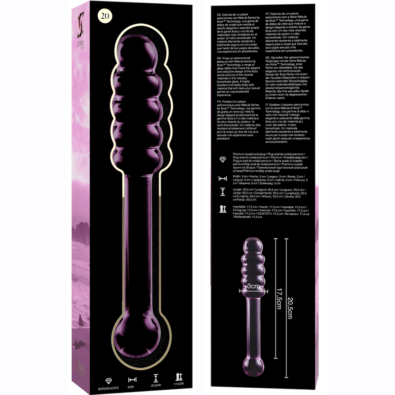 Gode en Verre Borosilicate Nebula Modèle 20 Rose 20,5 cm