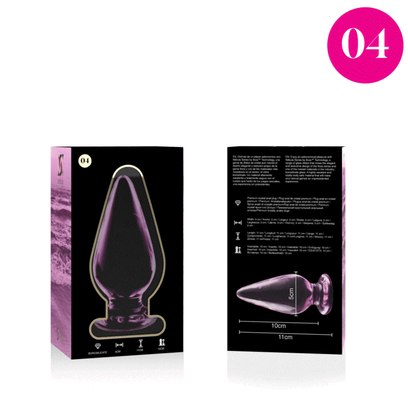 Plug Anal Verre Borosilicate Nebula Modèle 4 Rose 11 cm