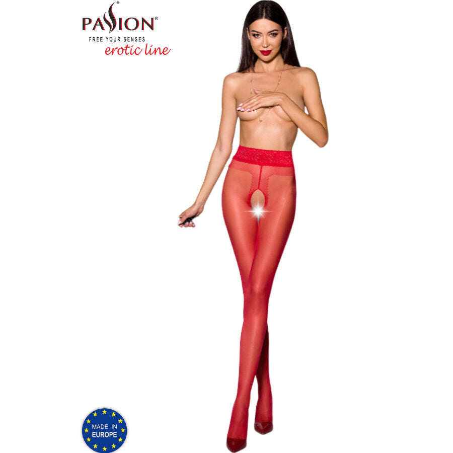 Collant Ouvert Tiopen 001 Rouge 20 Den Entrejambe Ouvert - Passion Woman