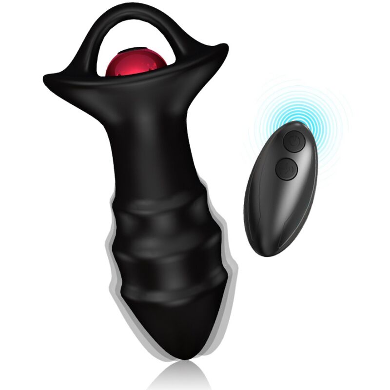 Plug anal vibrant Kylin Armony avec anneau de préhension, bullet rouge et télécommande