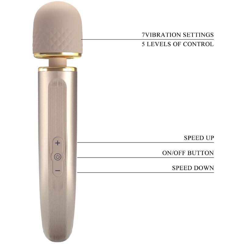 Vibromasseur Wand 7 Vibrations 5 Vitesses Rechargeable - Silicone - Pretty Love