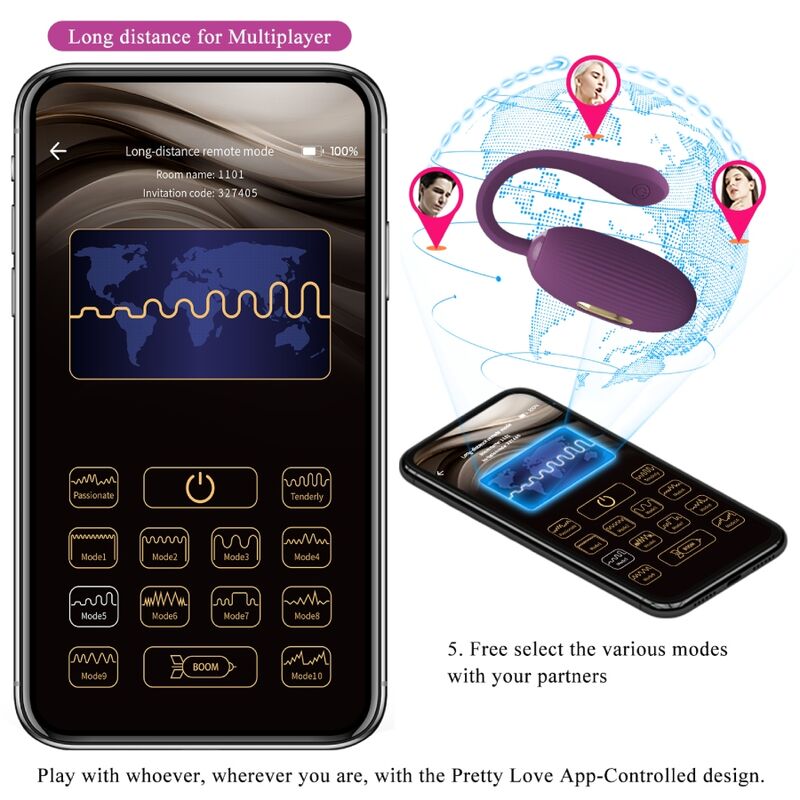 Œuf Vibrant Connecté Doreen Rechargeable Silicone - Pretty Love