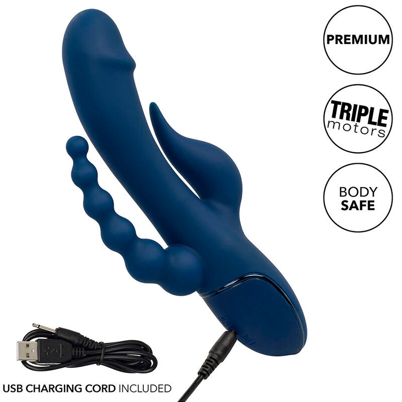 Vibromasseur Rabbit Triple Stimulation Point G Clitoris Silicone - CalExotics