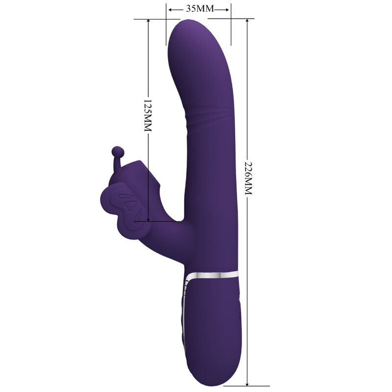 Vibromasseur Rabbit Papillon 4 en 1 Perles Rotatives - Silicone - Pretty Love