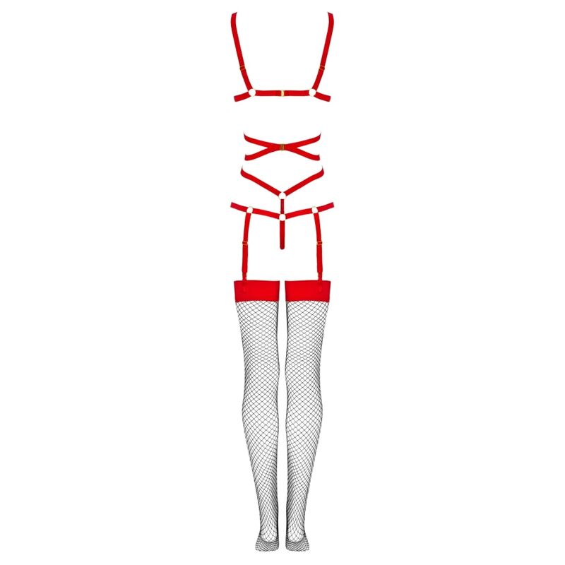 Ensemble Body à Lanières et Bas Résille Thiara Noir - Livco Corsetti