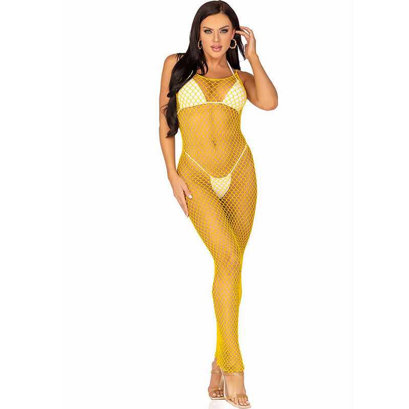 Robe Longue Résille Fluo Filet Ouvert Taille Unique - Leg Avenue