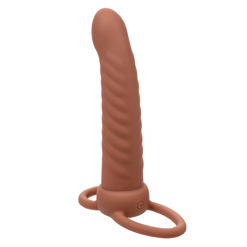 Double Pénétrateur Nervuré Rechargeable 10 Vibrations Silicone IPX7 - CalExotics