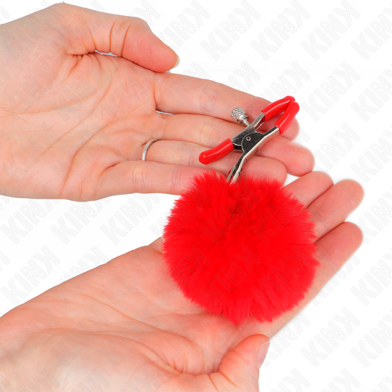 Pinces à Tétons Boule Fausse Fourrure 6 cm Ajustables - Kink