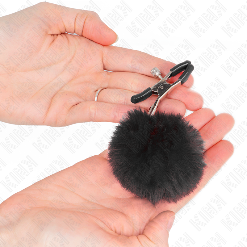 Pinces à Tétons Boule Fausse Fourrure 6 cm Ajustables - Kink