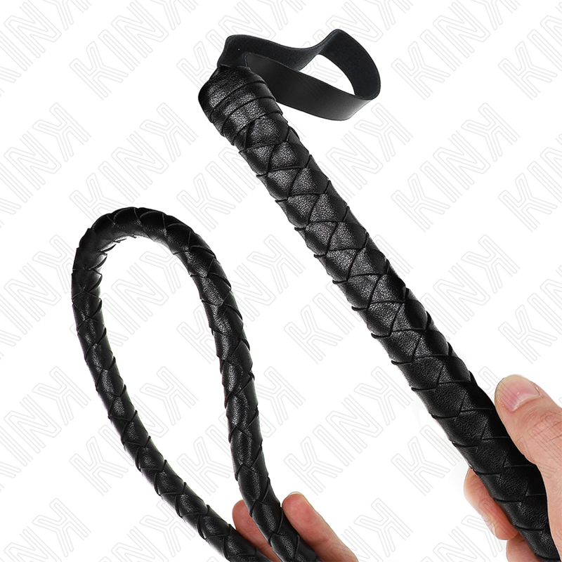 Fouet Serpent Long 210 cm Cuir et PVC Manche Bois - Kink