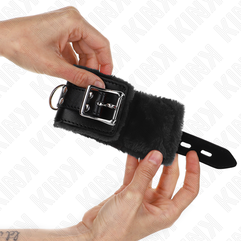 Menottes BDSM Fourrure Douce- Ceinture Réglable 17-29 cm - Kink