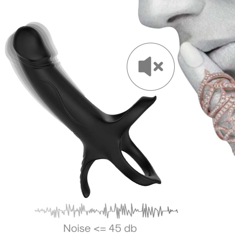 Cockring vibrant Armony noir avec pictogramme de fonctionnement silencieux