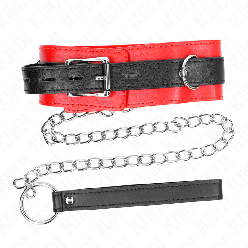 Collier BDSM avec Laisse 65 cm Cuir et Métal - Kink