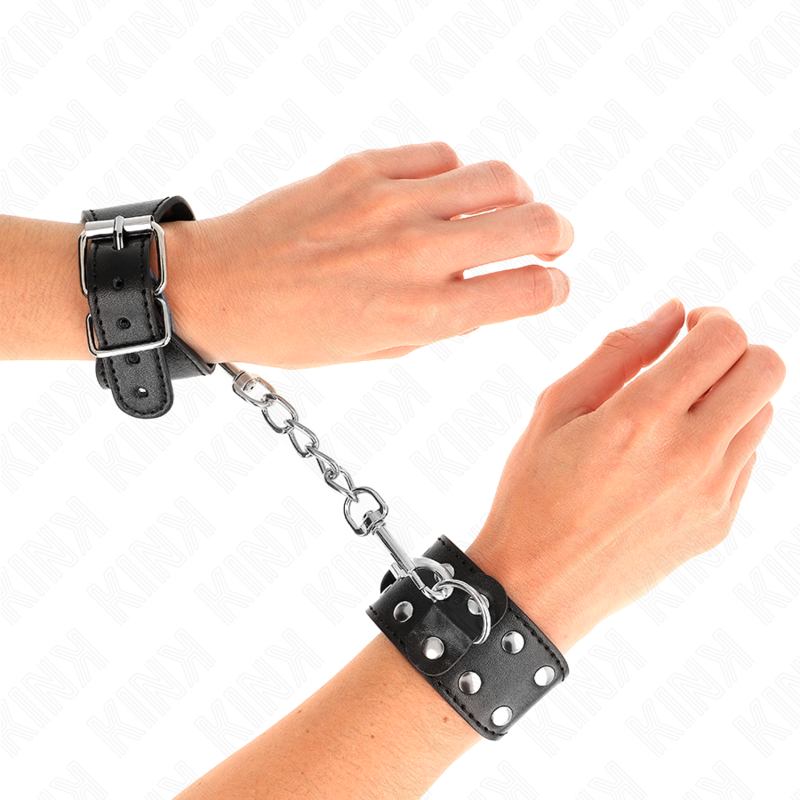 Menottes BDSM Kink Double Ligne de Clous - Réglables Haute Résistance