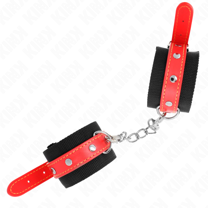 Menottes BDSM Poignets Nylon Sangle Cuirette Ajustable 19-29 cm - Kink