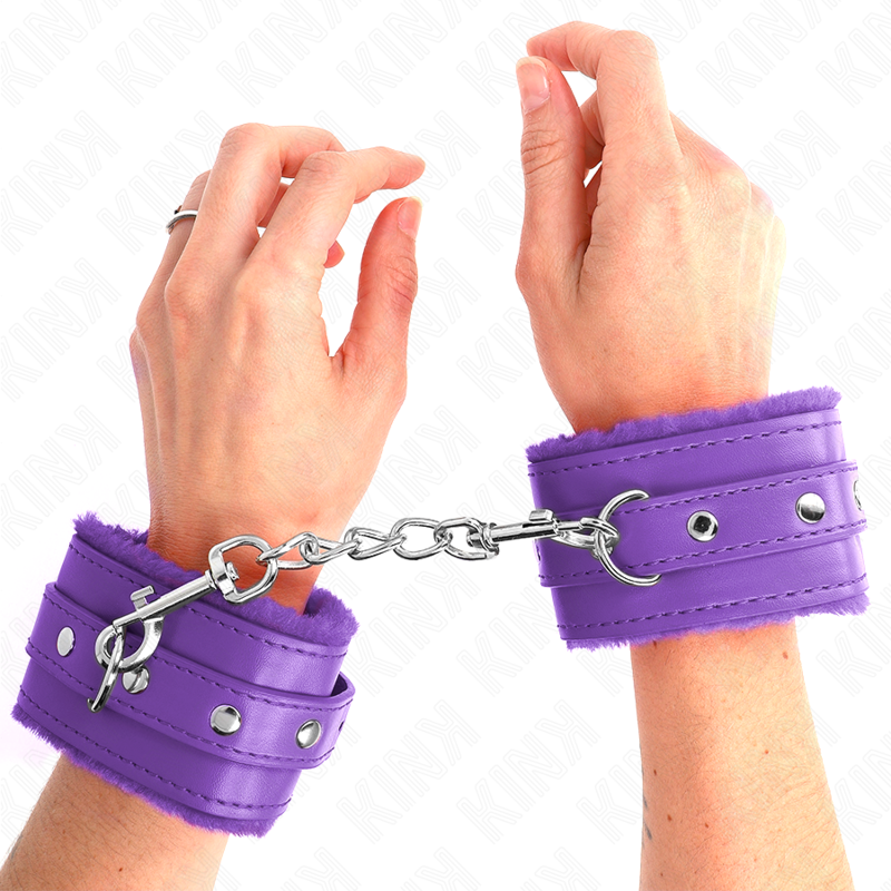 Menottes BDSM Premium Kink Doublées Fourrure - Ceinture Réglable