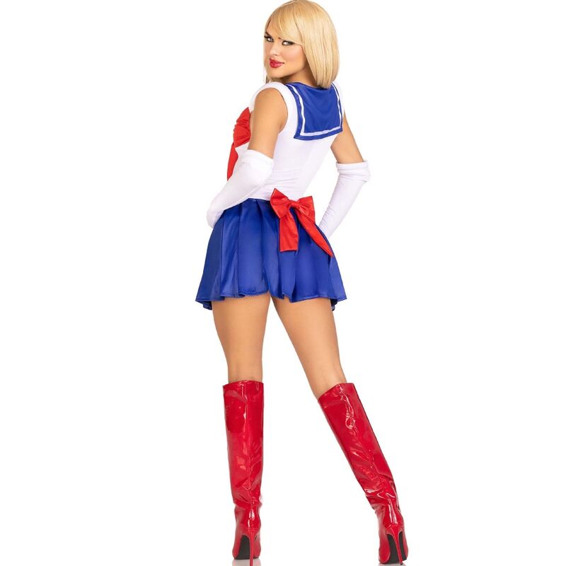 Costume Sexy Marin 3 Pièces Body Jupe Plissée Gants Taille M - Leg Avenue
