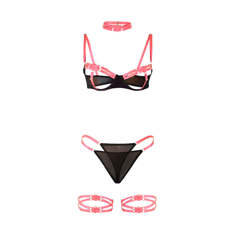 Ensemble Lingerie Soutien-Gorge Collier Jarretières Fluo - Subblime
