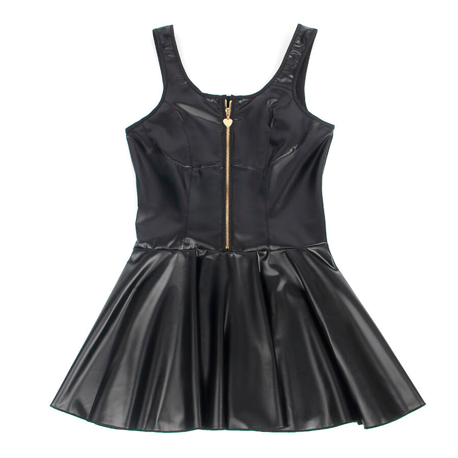 Robe Similicuir Stretch Fermeture Éclair Cœur Bretelles Larges - Subblime