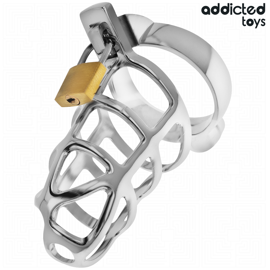 Cage à Pénis Métal Silver Lock Cadenas 2 Tailles S M - Addicted Toys