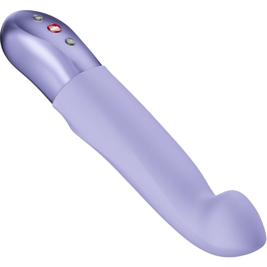 Poignée et tige du pulsateur Stronic G lilas de Fun Factory couché en diagonale