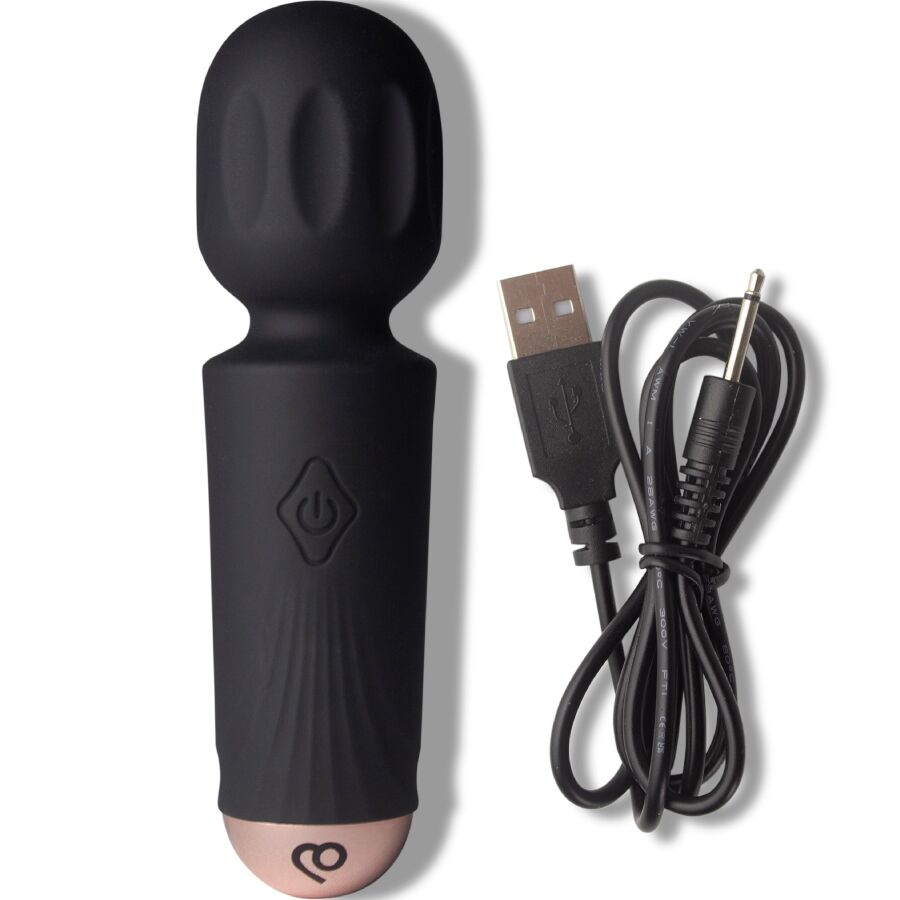 ROCKS-OFF - MINI BAGUETTE RECHARGEABLE 16 FONCTIONS TULIPE NOIRE