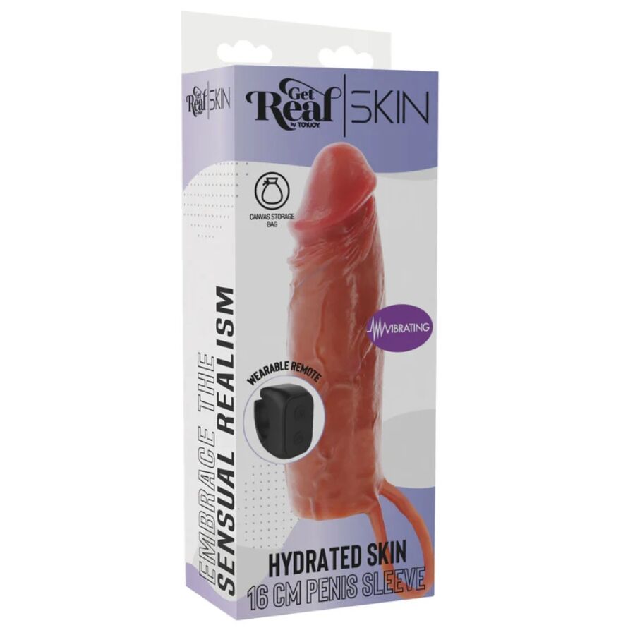 Gaine à Pénis Vibrante Silicone Hydratant Caramel - Get Real