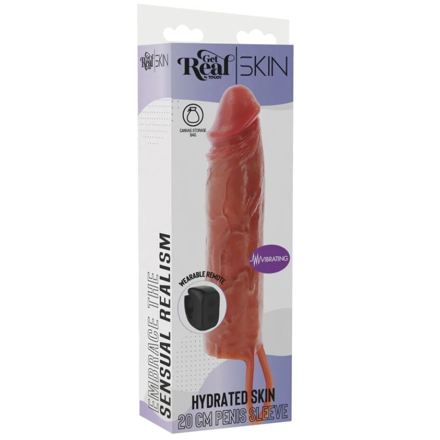Gaine à Pénis Vibrante Silicone Hydratant Caramel - Get Real
