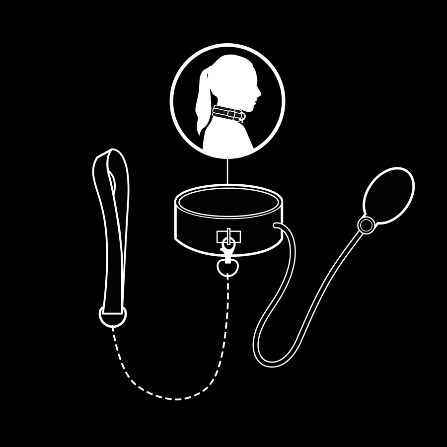 Collier d'Étranglement Gonflable BDSM avec Chaîne Cuir Végan - Fetish Submissive