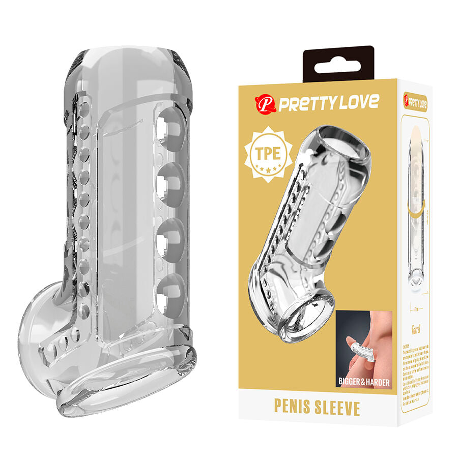 Gaine à Pénis Texturée Transparente TPE Sans Phtalates - Pretty Love
