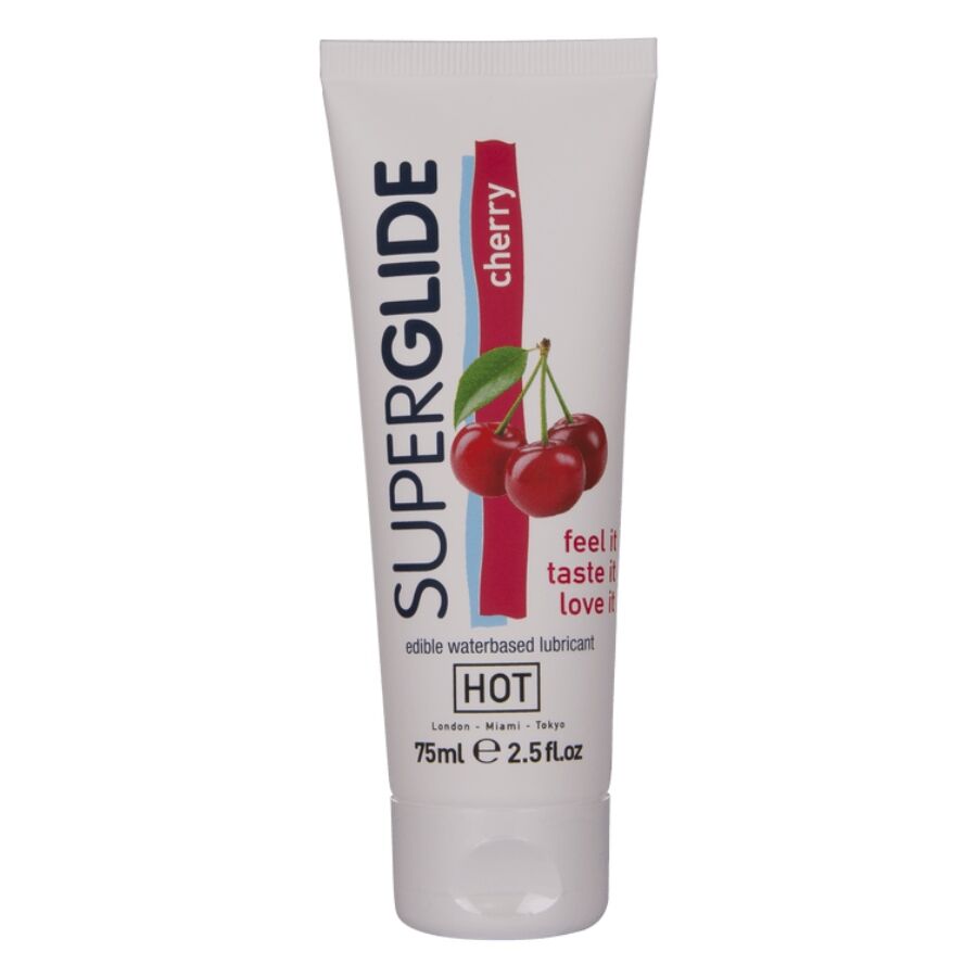 Lubrifiant Comestible Cerise Base Eau Superglide 75 ml - Hot