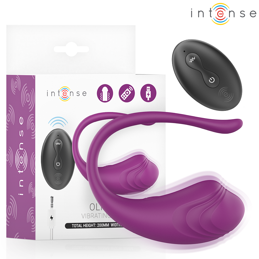 Boîte de l'œuf vibrant Olivia Intense violet et sa télécommande noire