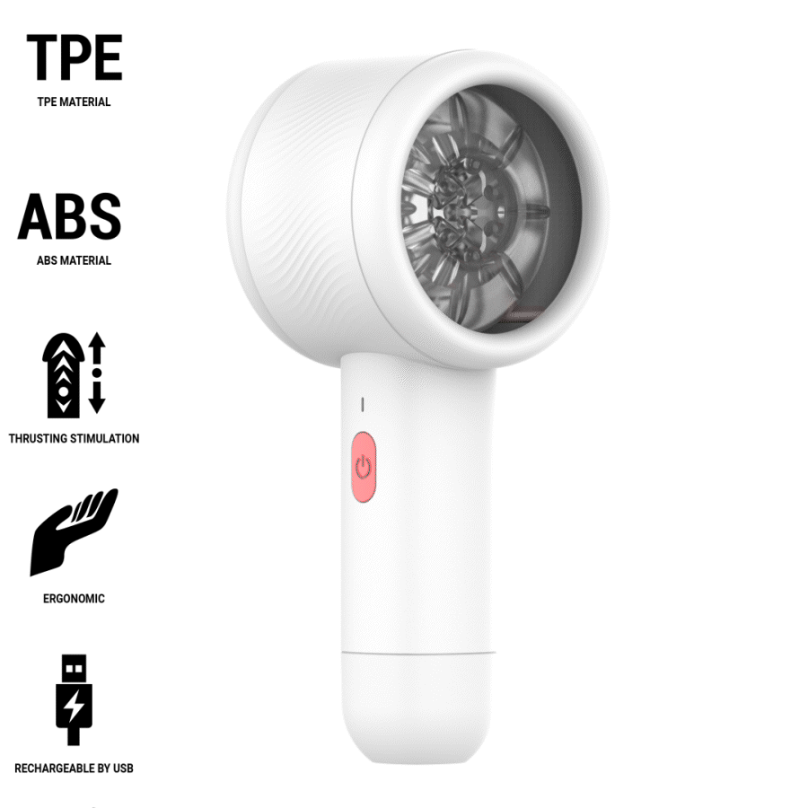 Pictogrammes TPE, ABS, va-et-vient et recharge USB du masturbateur Griffin Intense