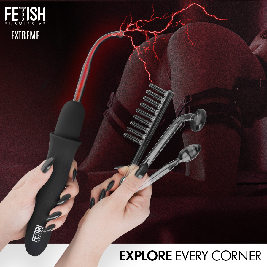 Vibromasseur Wand Électrostimulation Haute Fréquence 4 Têtes 6 Intensités - Fetish Submissive Extreme