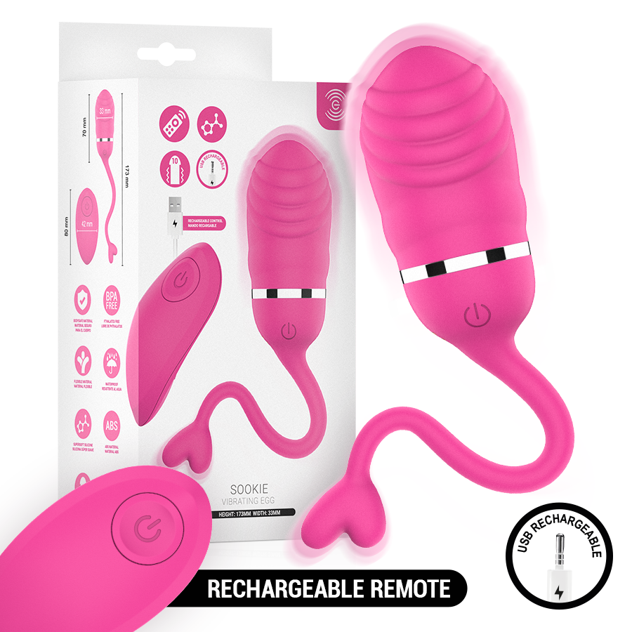 Boîte de l'œuf vibrant Sookie Intense rose avec télécommande rechargeable