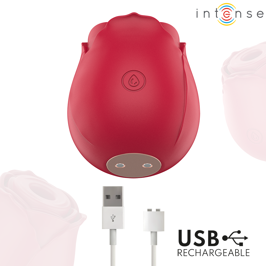 Rose Camellia d'Intense avec son câble de recharge USB magnétique à deux contacts