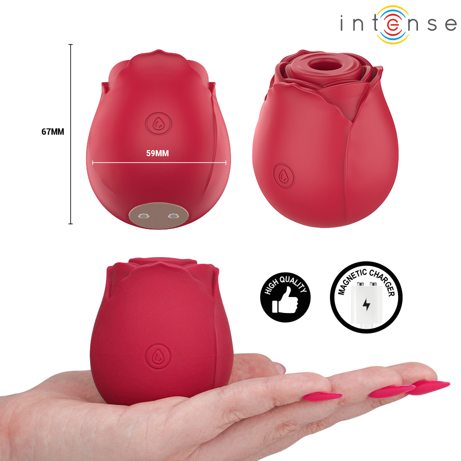 Cotes de la rose Camellia d'Intense : 59 mm de large, 67 mm de haut, tenue dans la main