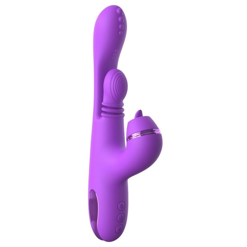Rabbit Intimotion Pulse Pro violet de Fantasy vu de face, tige et bras clitoridien