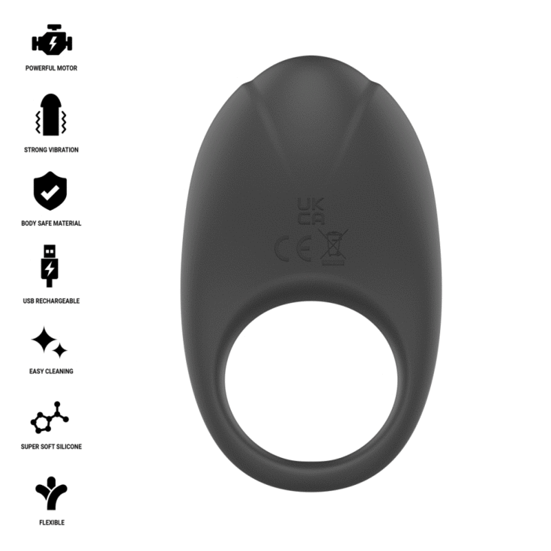 Cockring Merlotte d'Intense vu de face avec pictogrammes de ses caractéristiques