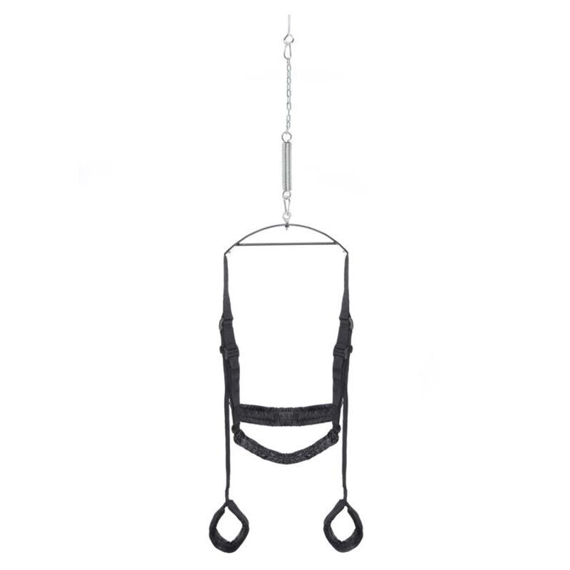Balançoire sexuelle Fantasy Swing Fetish Fantasy suspendue, sangles noires, vue de face