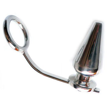 Cockring Acier Inoxydable avec Plug Anal Intégré 45 mm - Metal Hard
