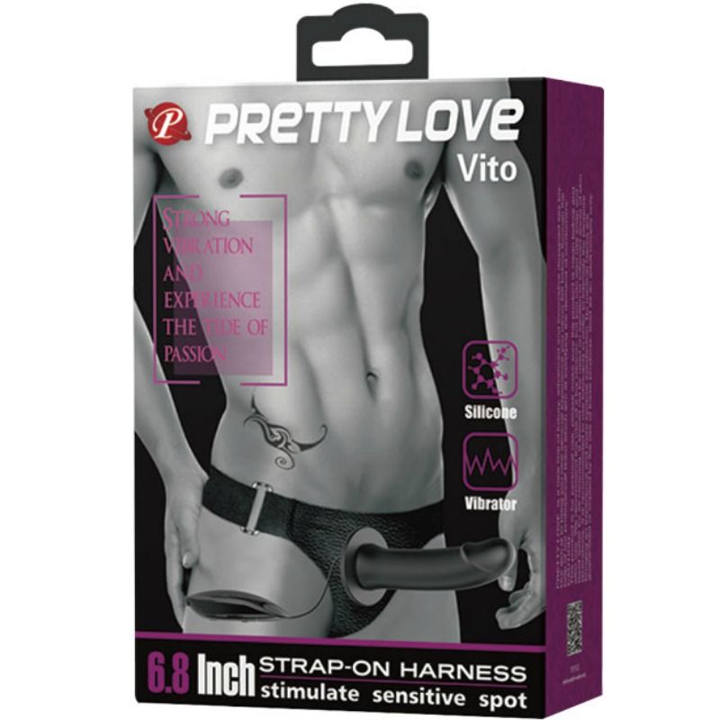 Gode Ceinture Creux Vibrant Vito Harnais Réglable 17,3 cm - Pretty Love