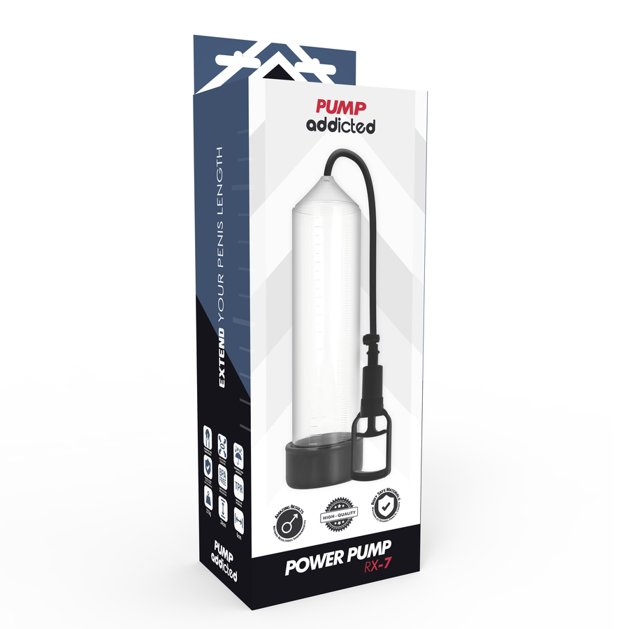 Pompe à Pénis Manuelle RX7 Cylindre Gradué Poignée Ergonomique - Pump Addicted