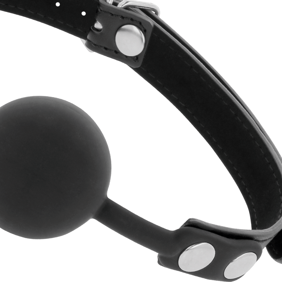 Bâillon Boule Silicone - Lanières Cuir Ajustables - Darkness