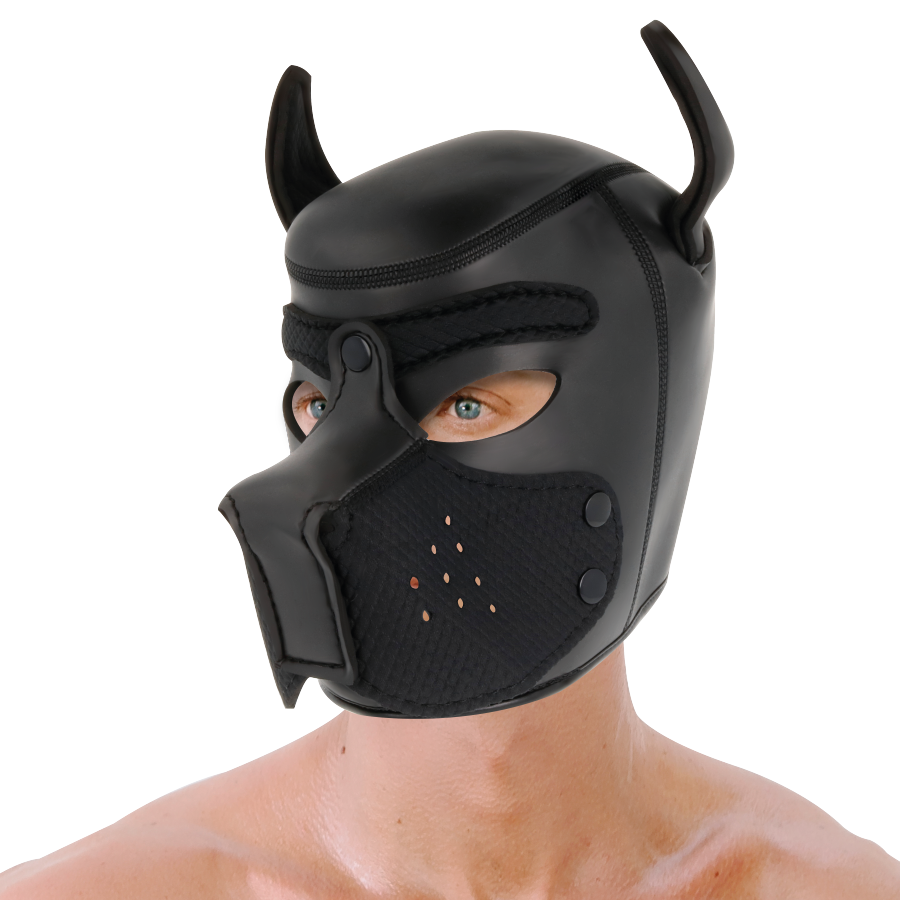 Masque Chien Néoprène Museau Amovible - Petplay BDSM - Darkness