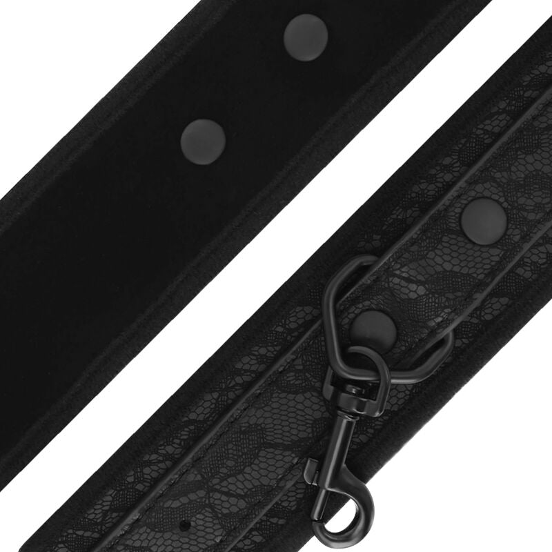 Menottes BDSM Brocart Cuir Végan Poignets Réglables - Darkness
