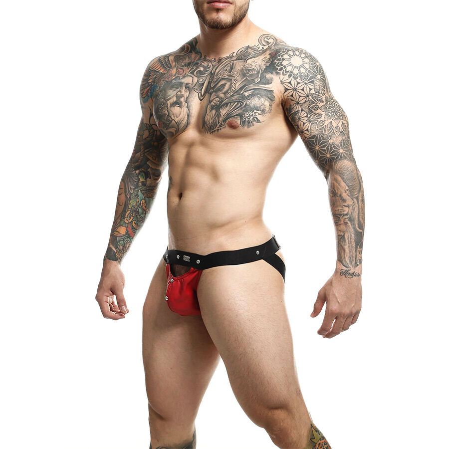 Jockstrap Dngeon Athlete Faux Cuir Look Sportif Sexy Rouge - Mob