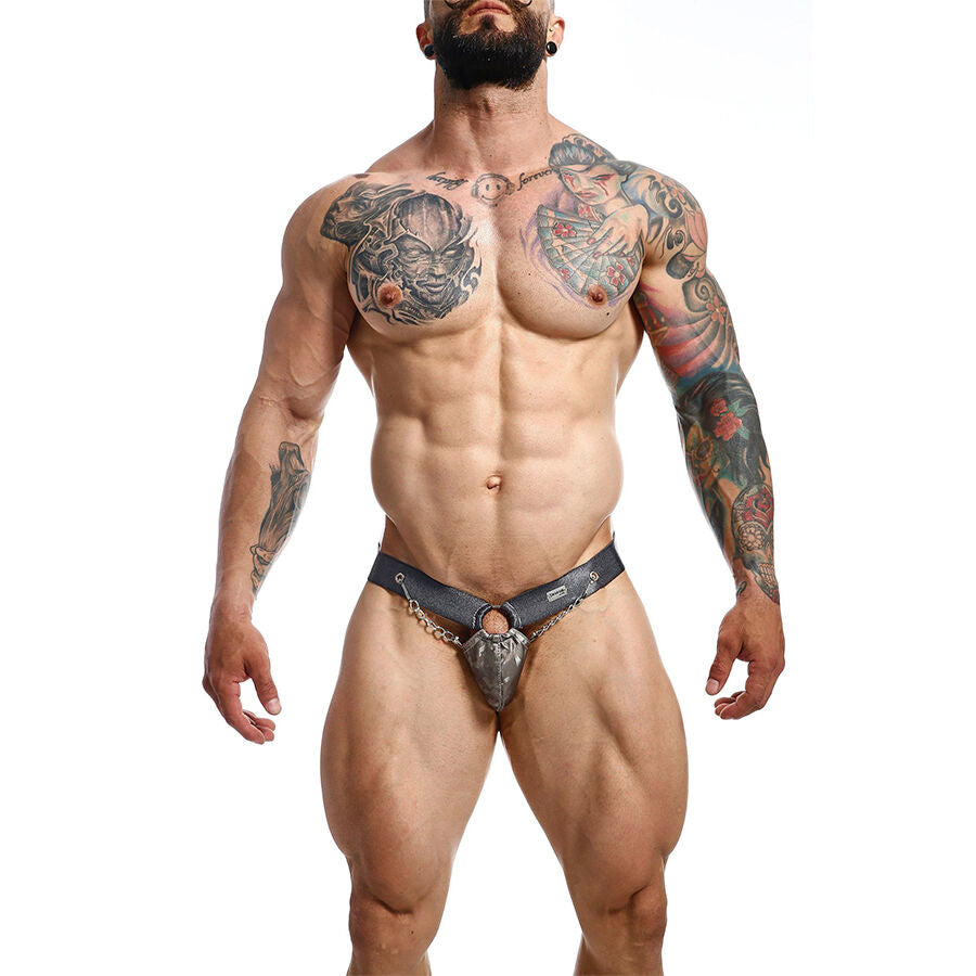 Jockstrap Dngeon Snap Pochette à Chaîne Similicuir Gris - Mob